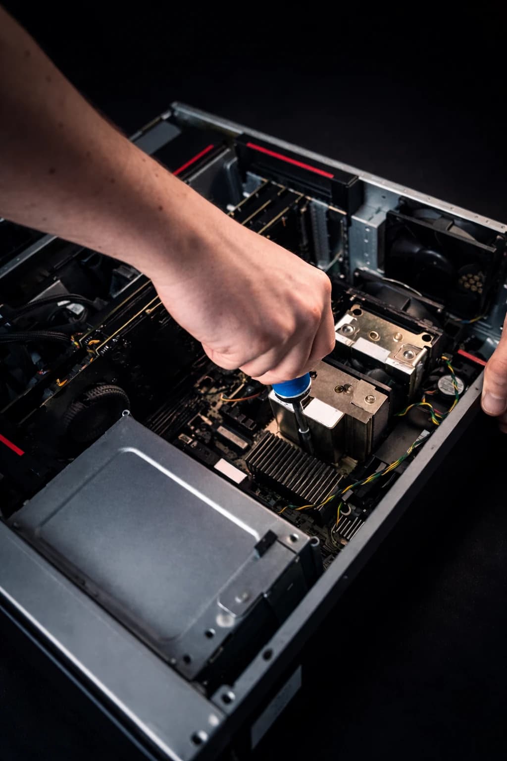 Infrastructure lab server assembly detail photo